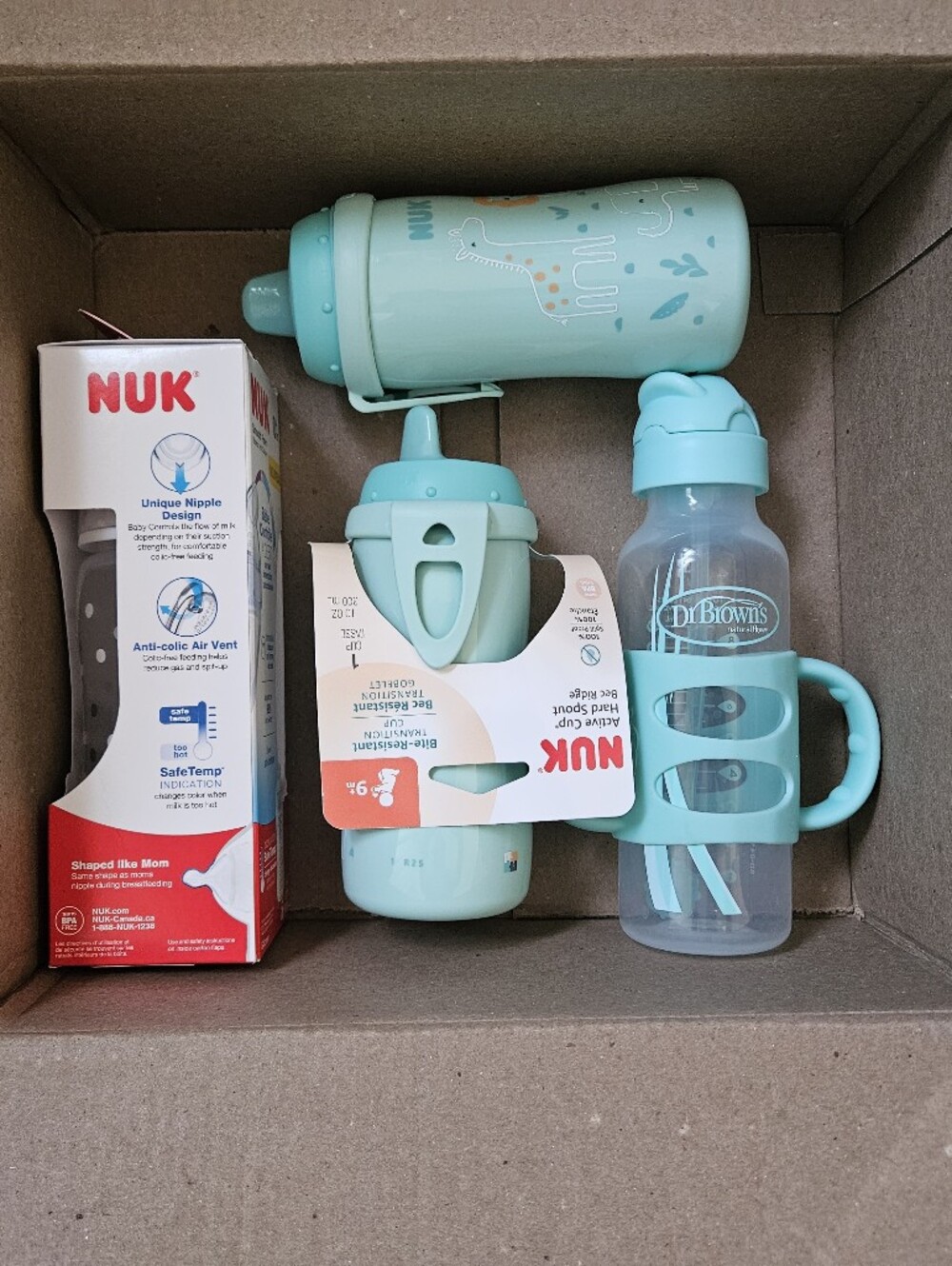 NUK and Dr. Brown's Aqua Baby Bottle and Cup Set